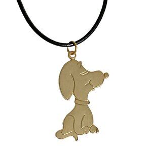 Vintage Snoopy Necklace Pendant Gold Tone Peanuts Cartoon Dangle Dog Peanuts 24"